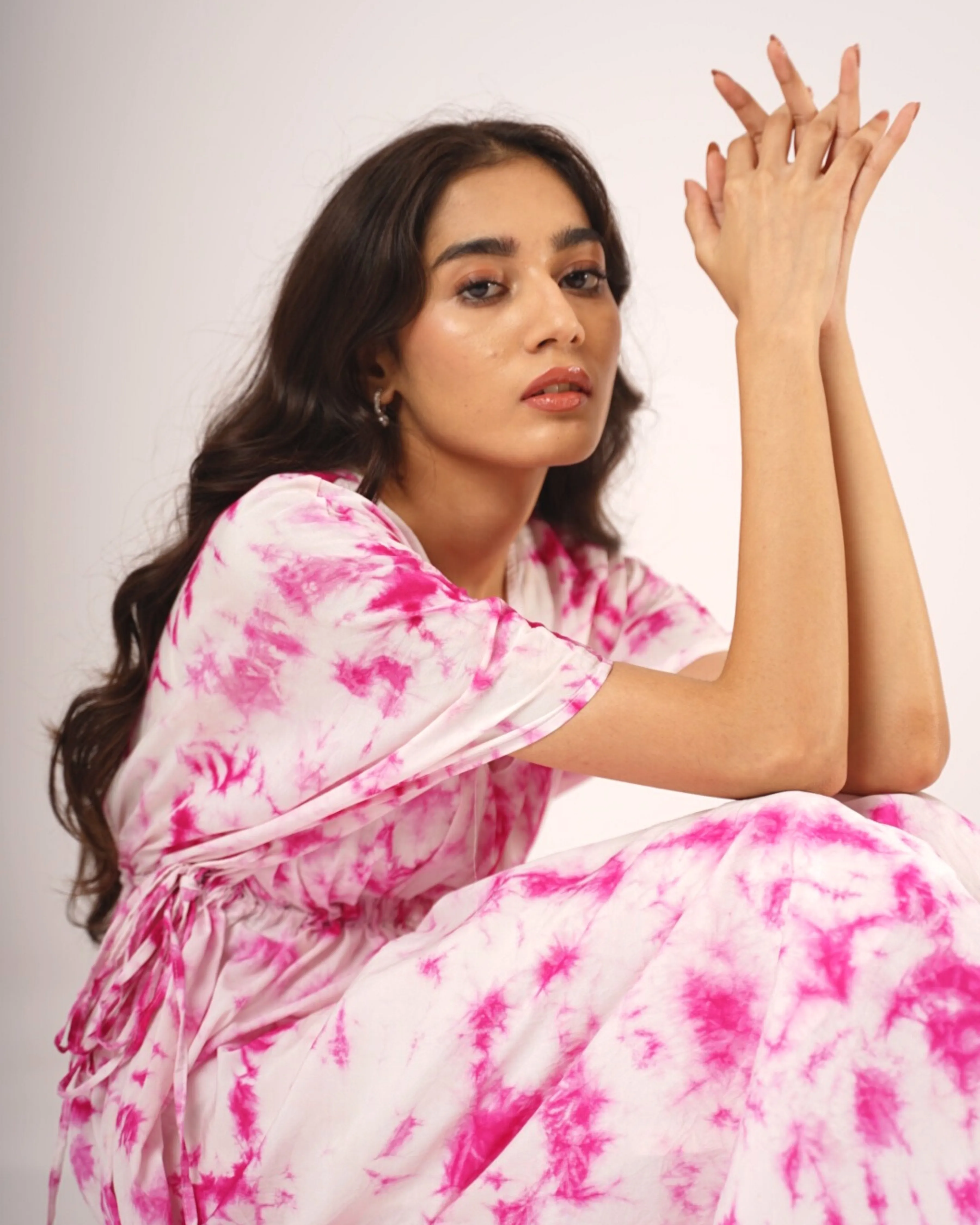 Fuchsia Marble Print Kaftan