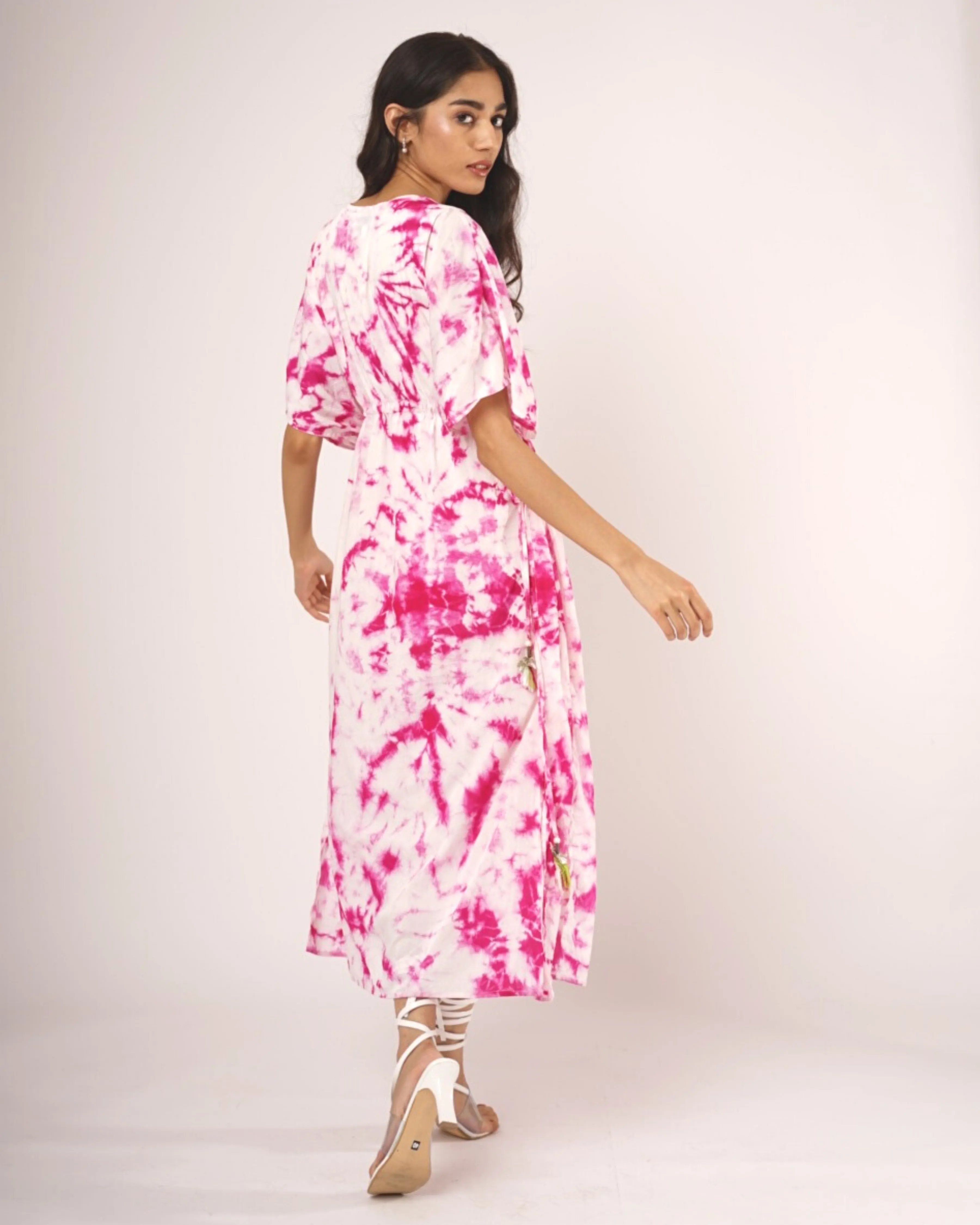 Fuchsia Marble Print Kaftan