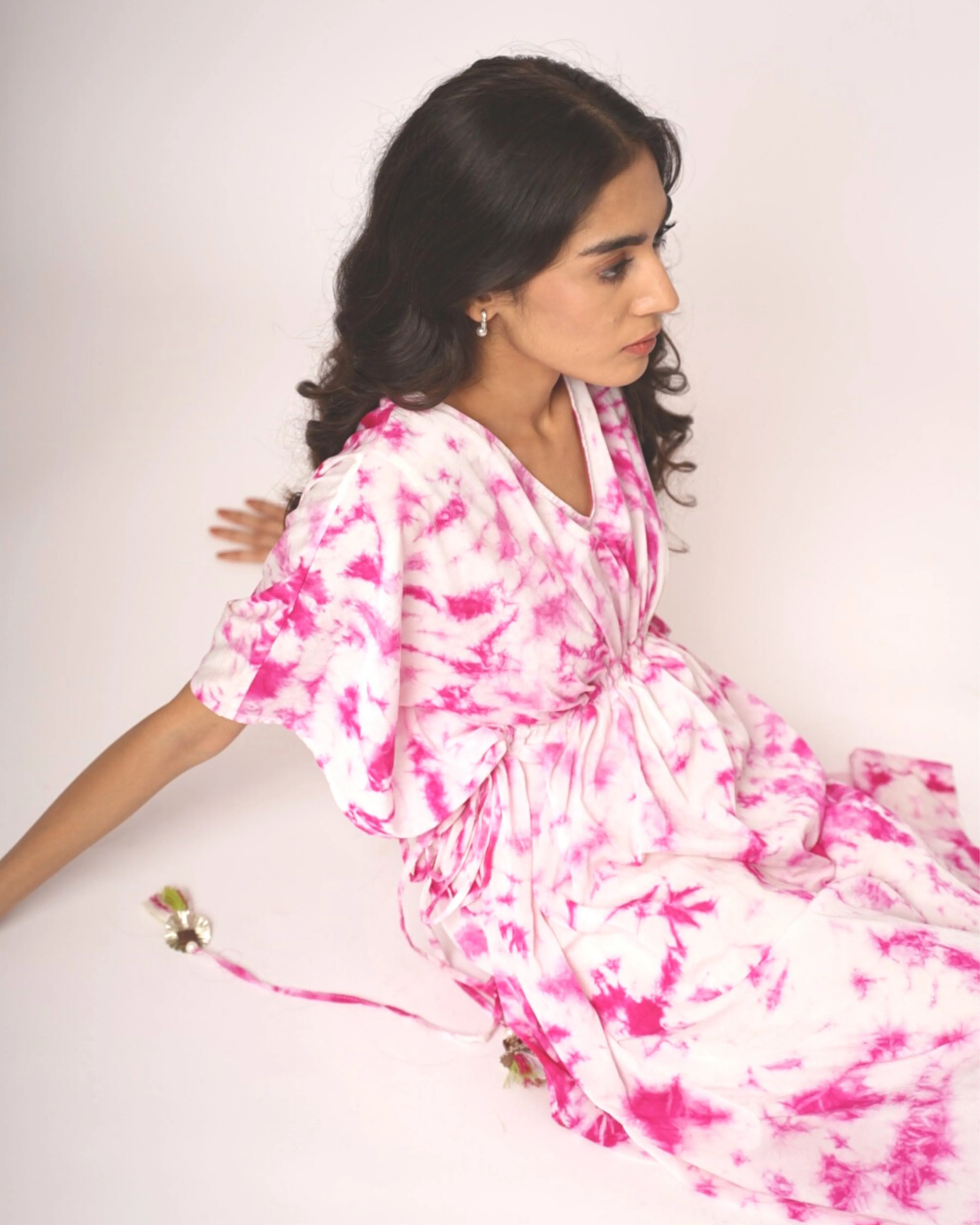 Fuchsia Marble Print Kaftan