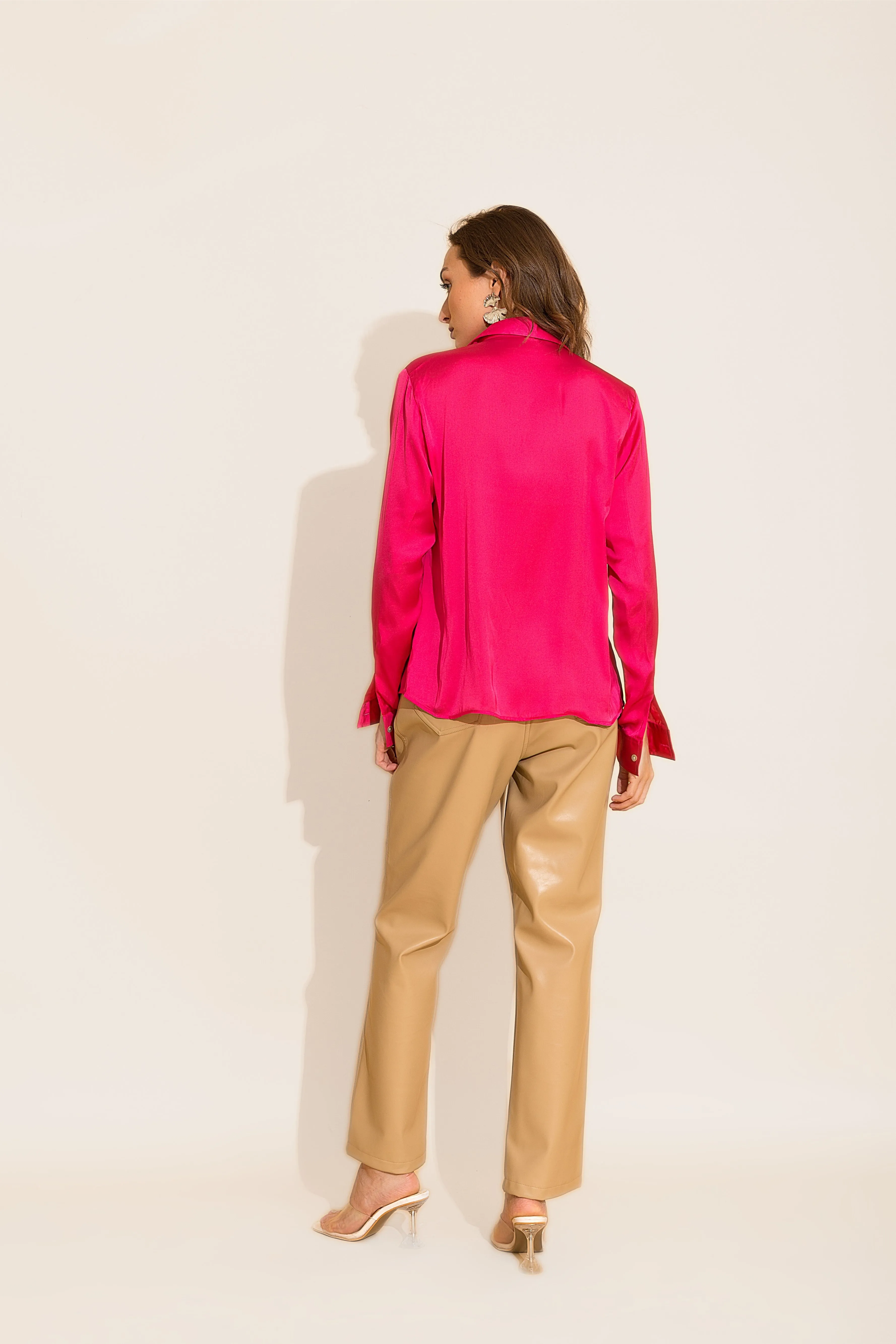 Fuchsia Satin Shirt