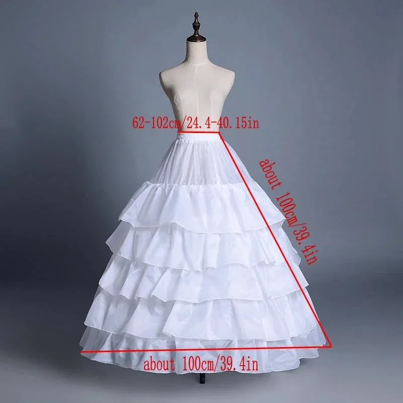 Full Shape 5 Hoops Ruffle Layers Ball Gown Petticoat