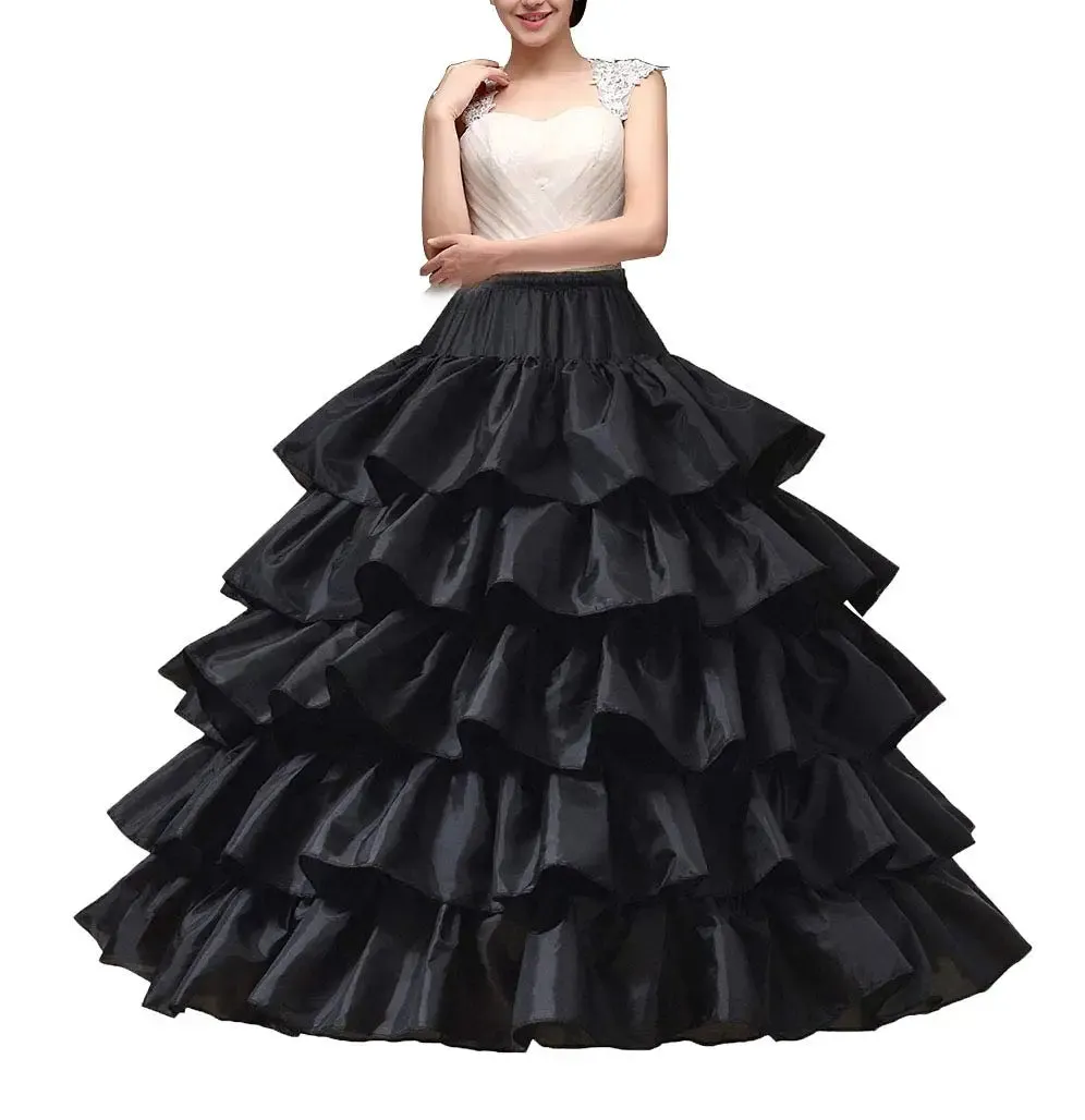 Full Shape 5 Hoops Ruffle Layers Ball Gown Petticoat