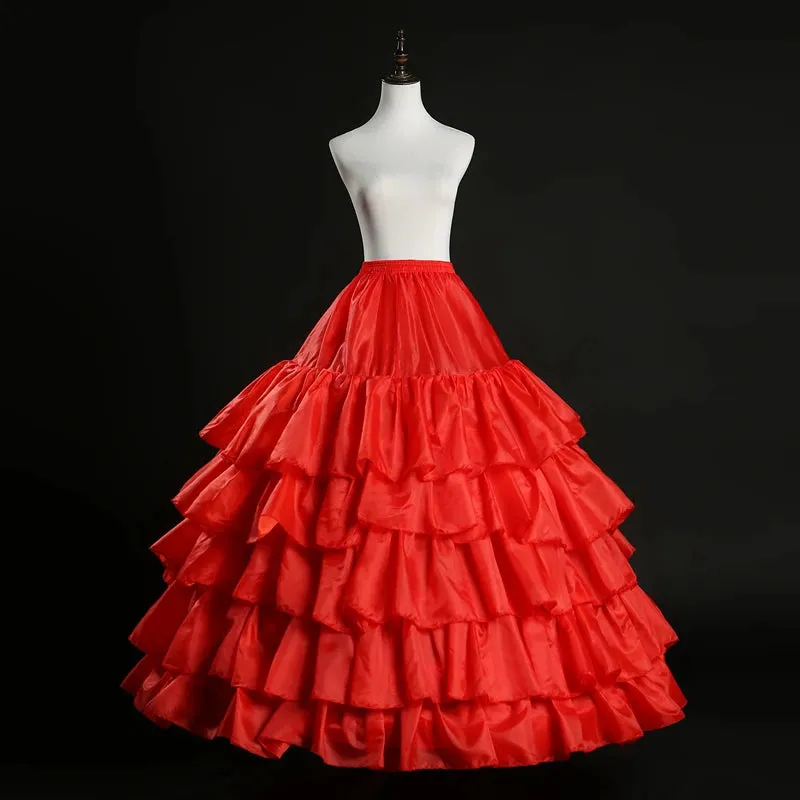 Full Shape 5 Hoops Ruffle Layers Ball Gown Petticoat