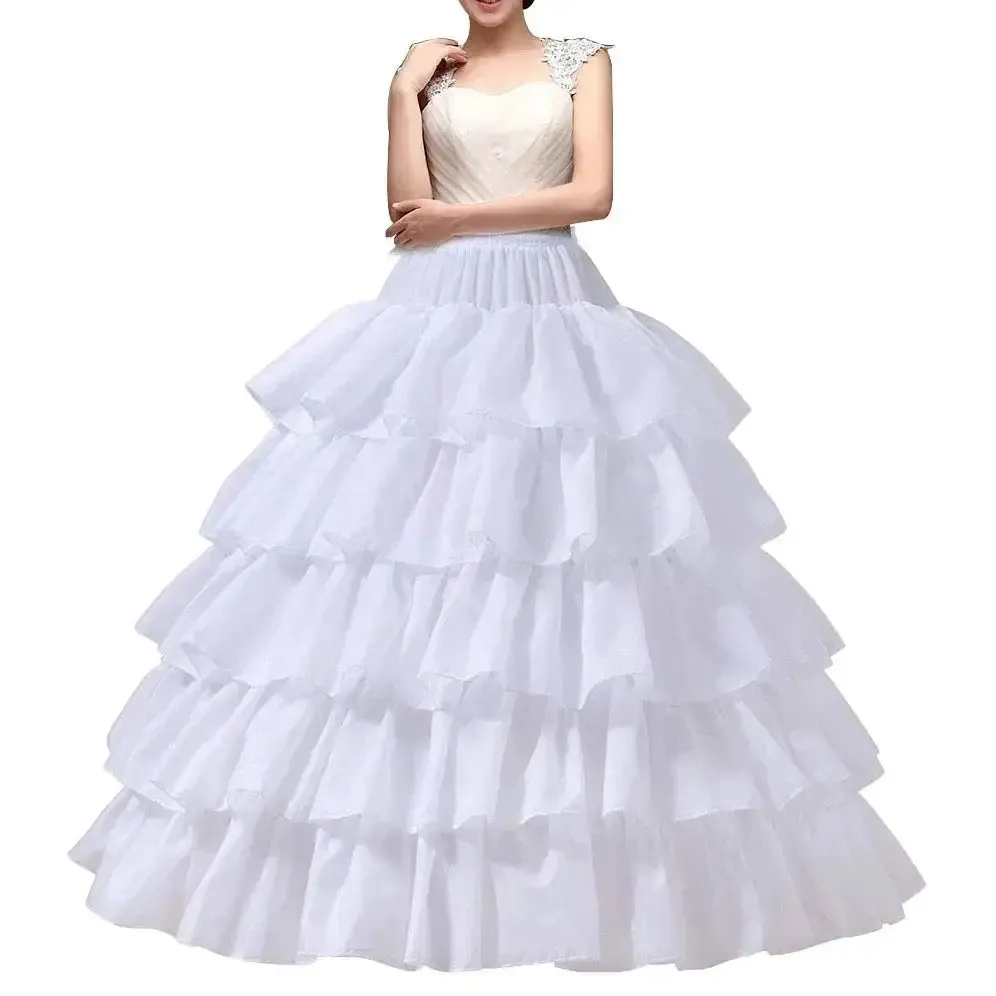 Full Shape 5 Hoops Ruffle Layers Ball Gown Petticoat