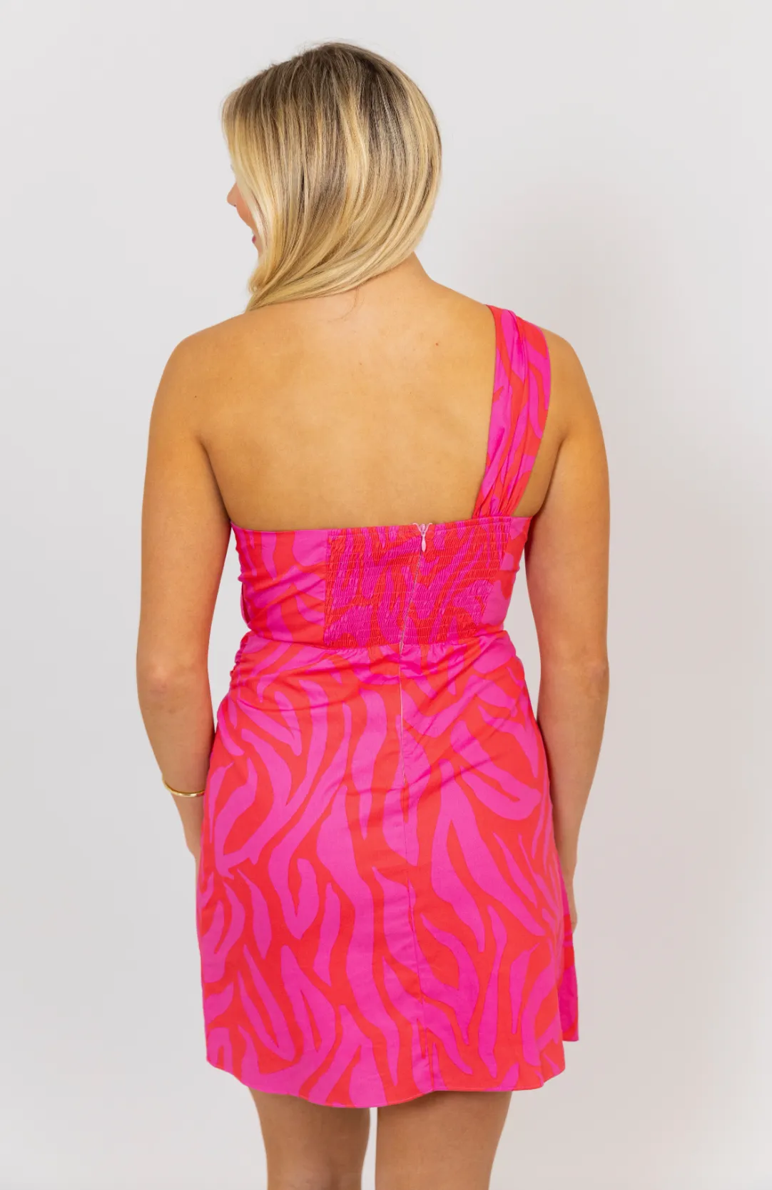 Funky Zebra One Shoulder Dress - LARGE