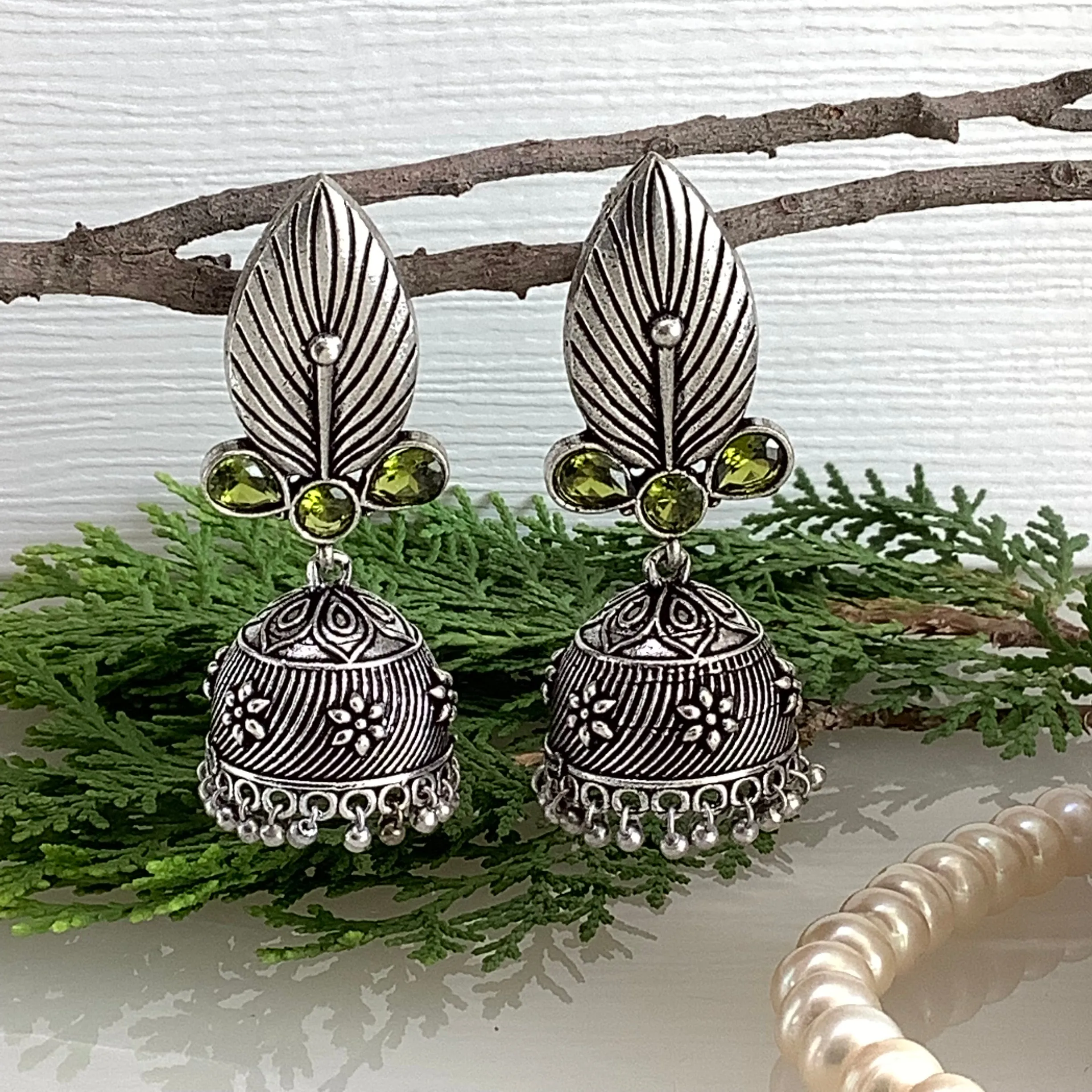 German Silver Leaf Jhumki