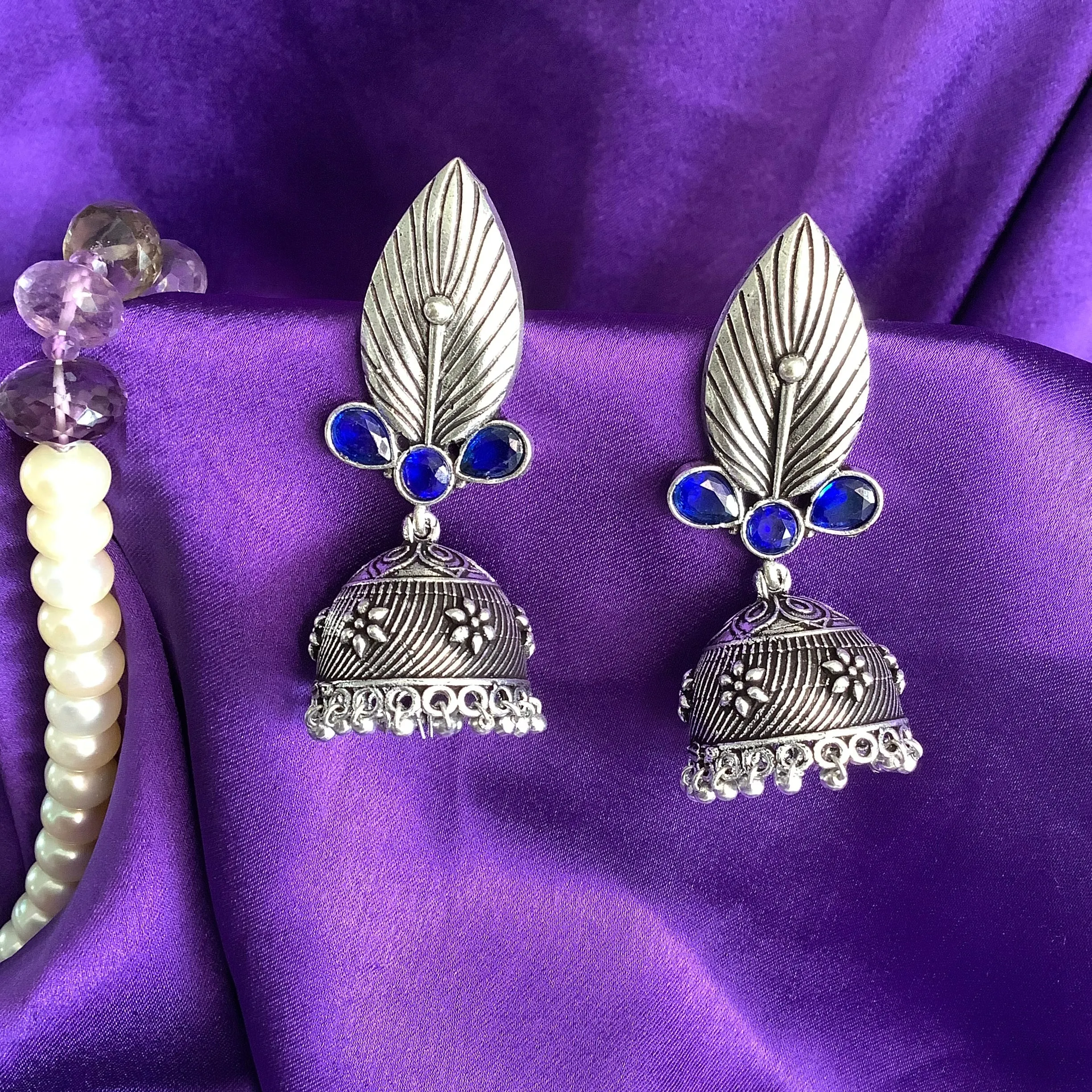 German Silver Leaf Jhumki