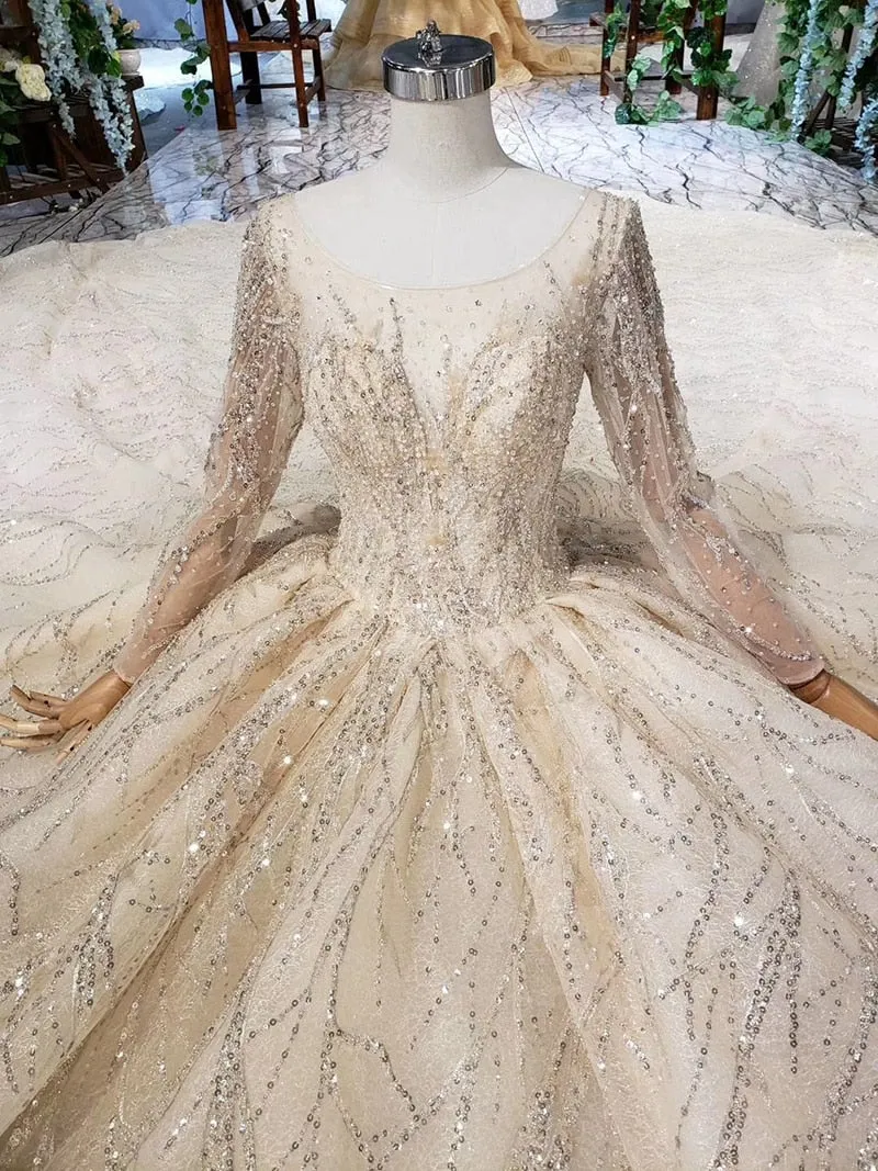 Golden Aura Train Wedding Gown