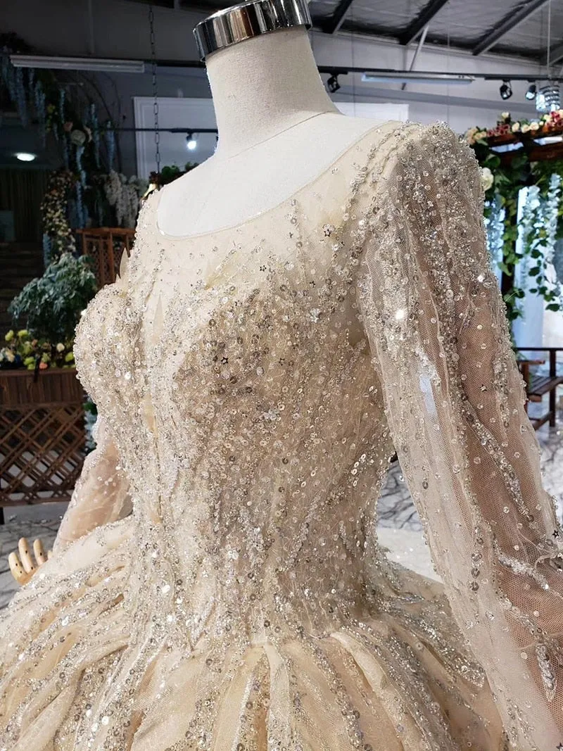 Golden Aura Train Wedding Gown