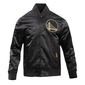 GOLDEN STATE WARRIORS GOLD LOGO SATIN JACKET (BLACK)