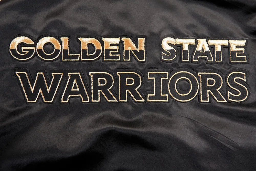 GOLDEN STATE WARRIORS GOLD LOGO SATIN JACKET (BLACK)