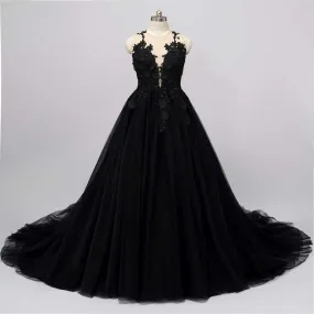 Gothic Black Lace Wedding Dress with Ball Gown Skirt | CIRCE