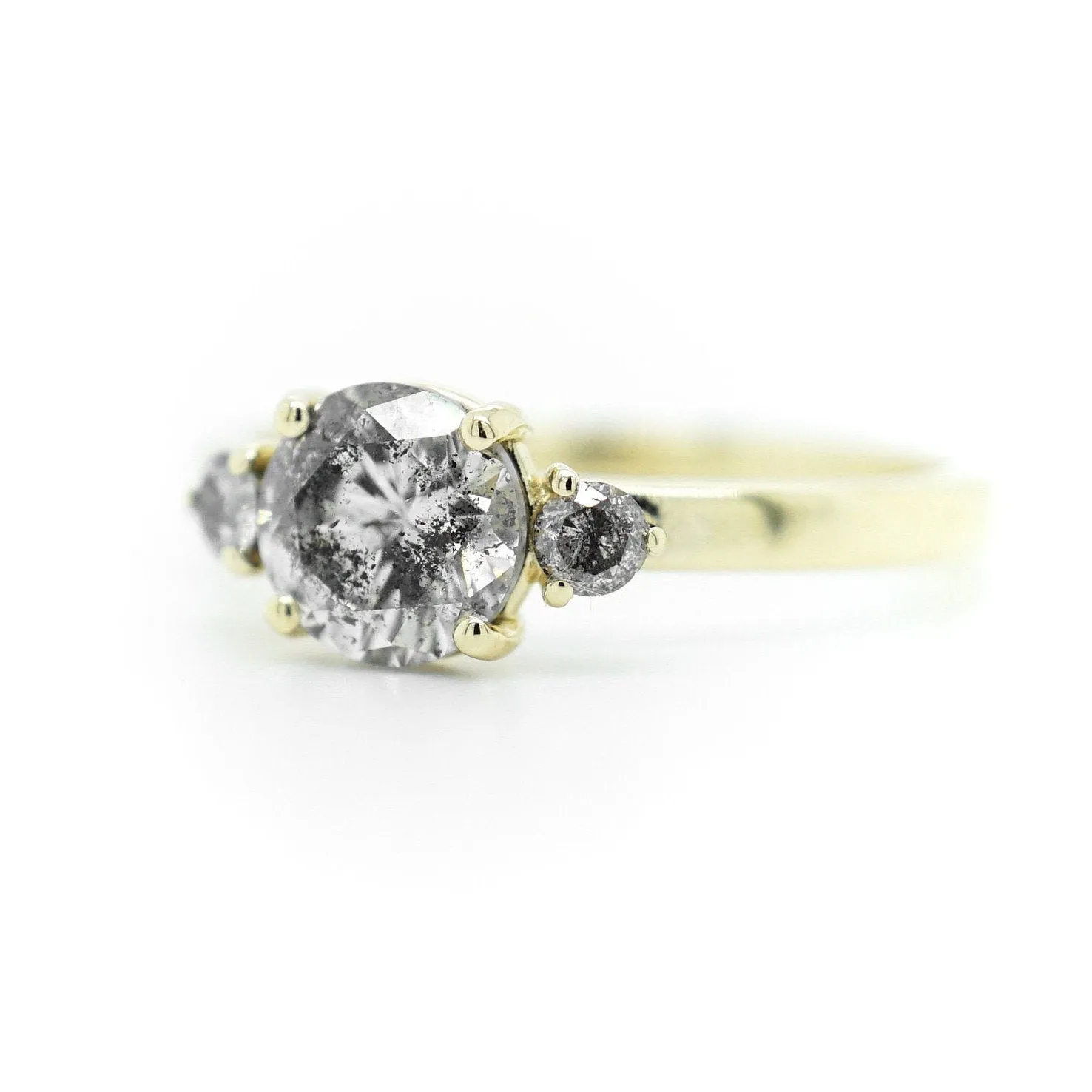 Grey Three Stone Diamond Engagement Ring - Three Stone Diamond Ring