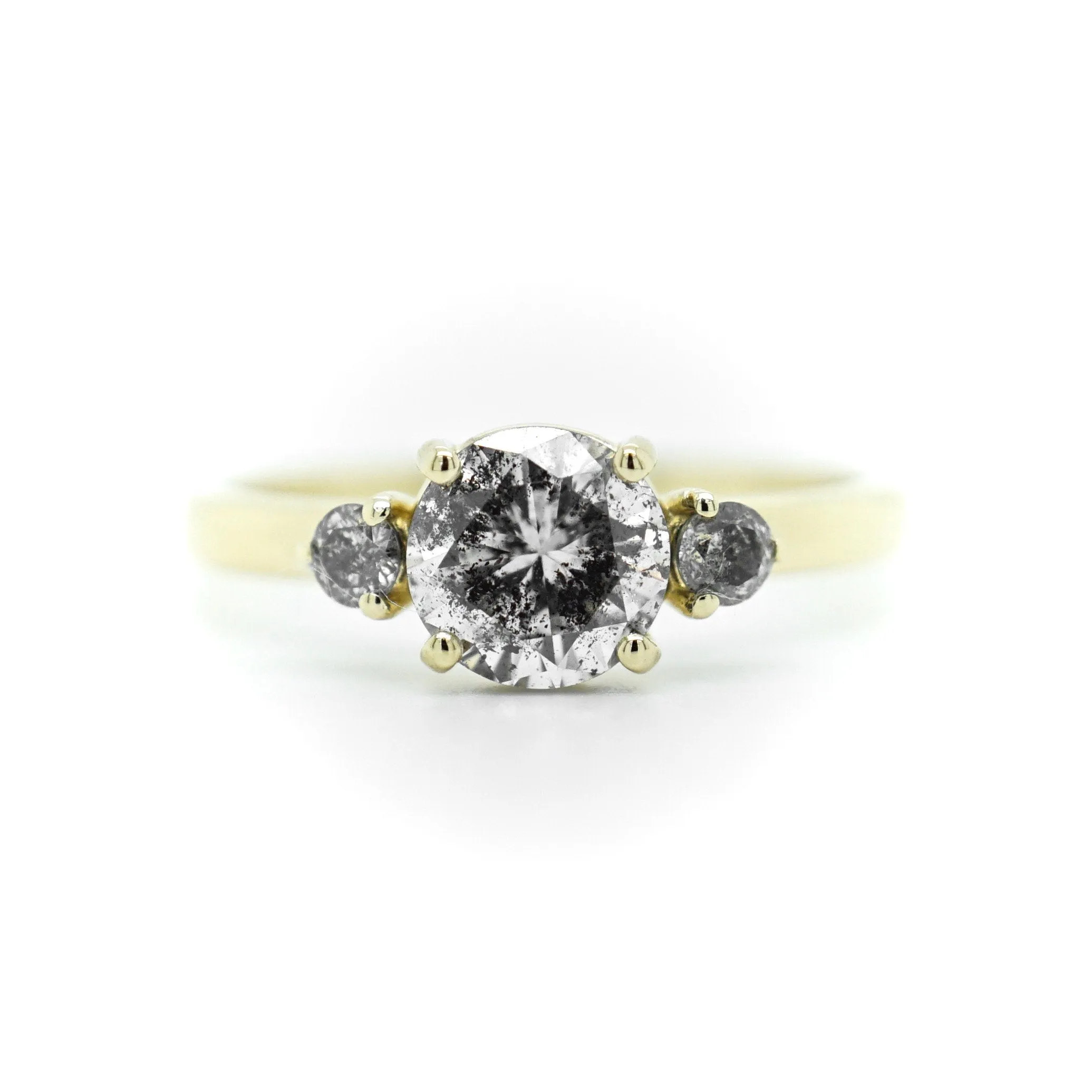 Grey Three Stone Diamond Engagement Ring - Three Stone Diamond Ring