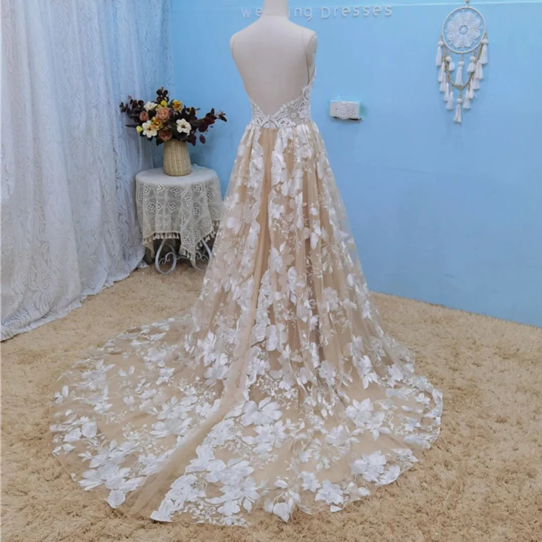 Halter Boho Fantasy Bridal Dress