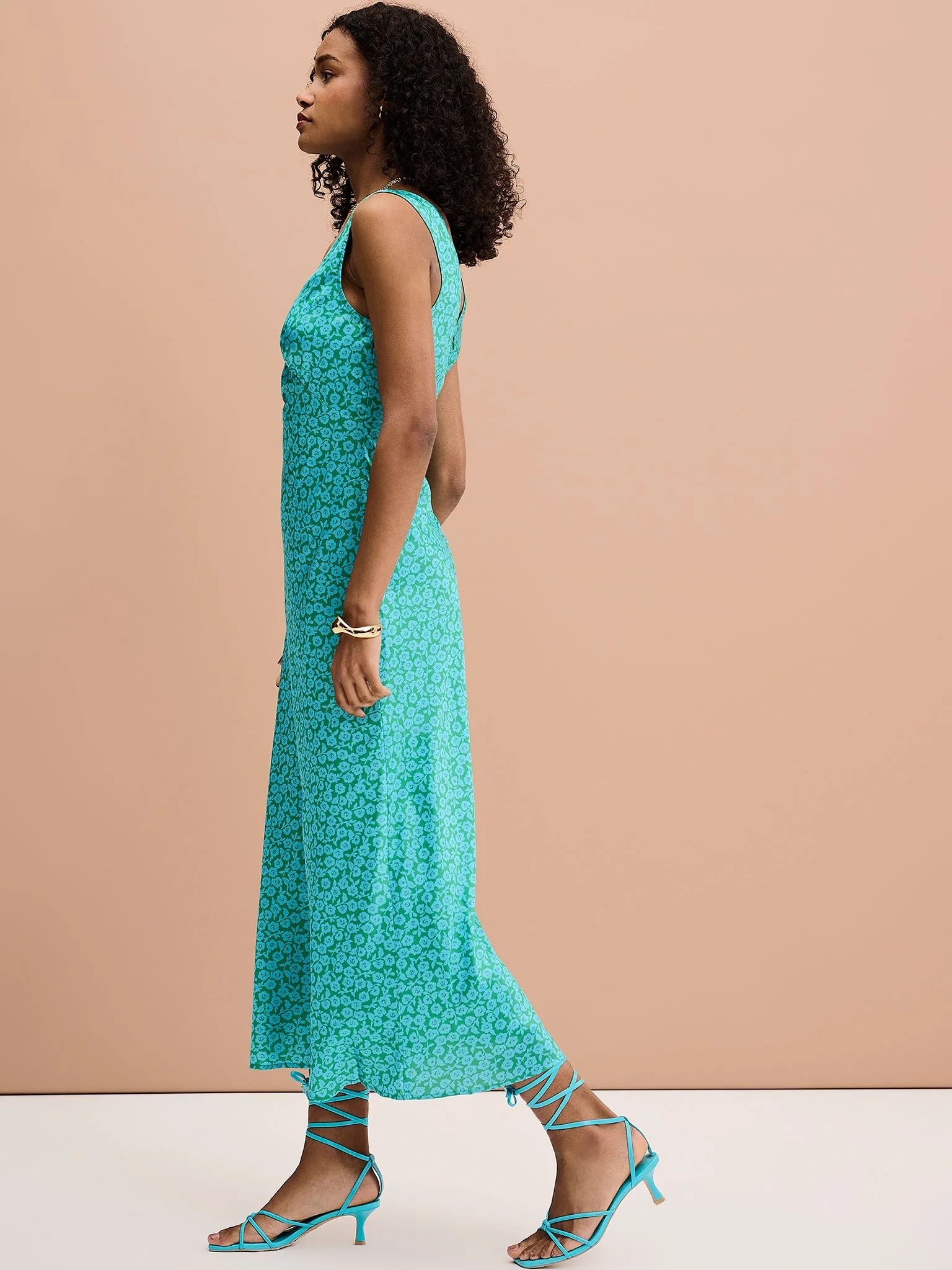 Iris Maxi Dress in Green Print