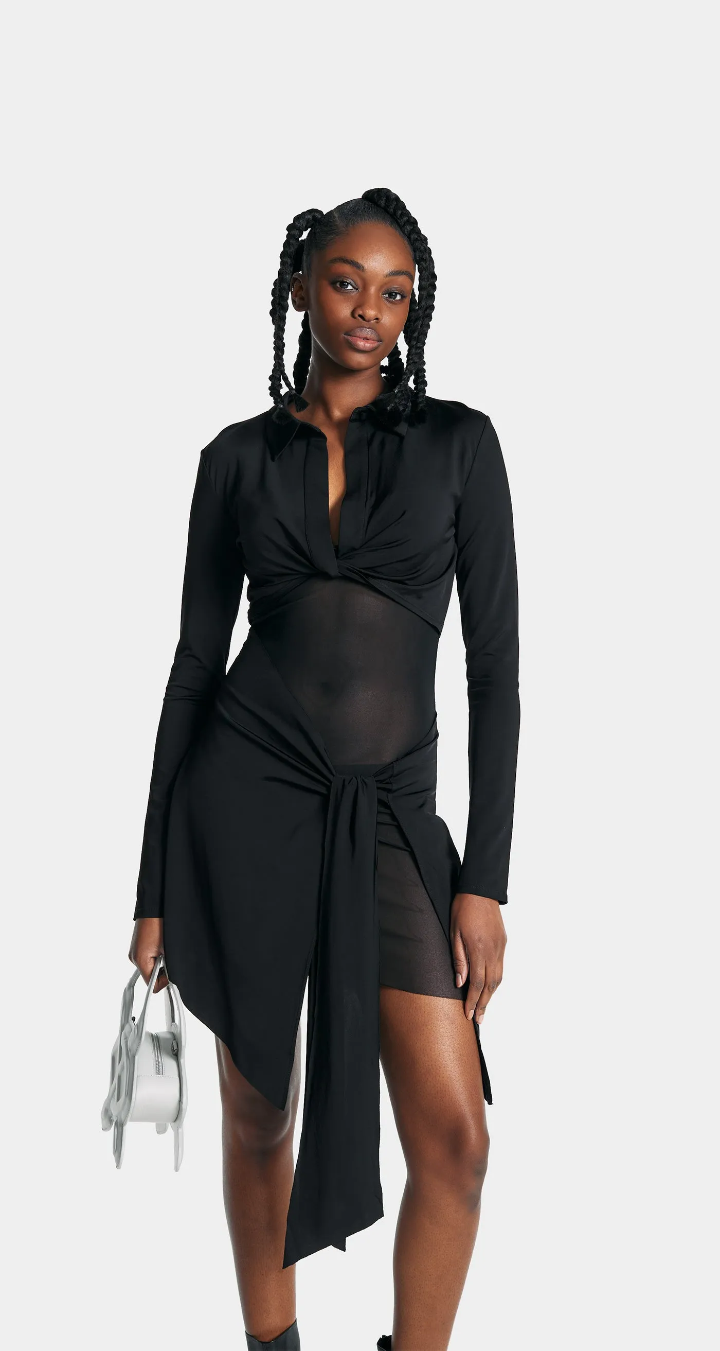 Jet Black Tanae Mesh Dress