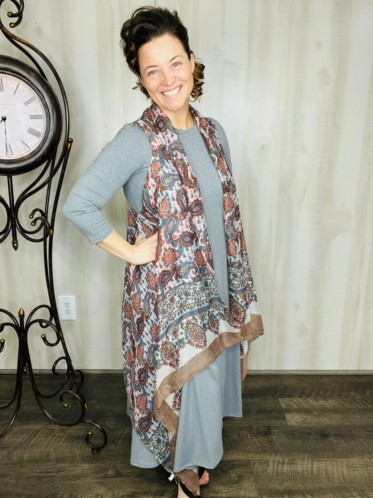 Jillian Flowy Hanky Dress- Charcoal