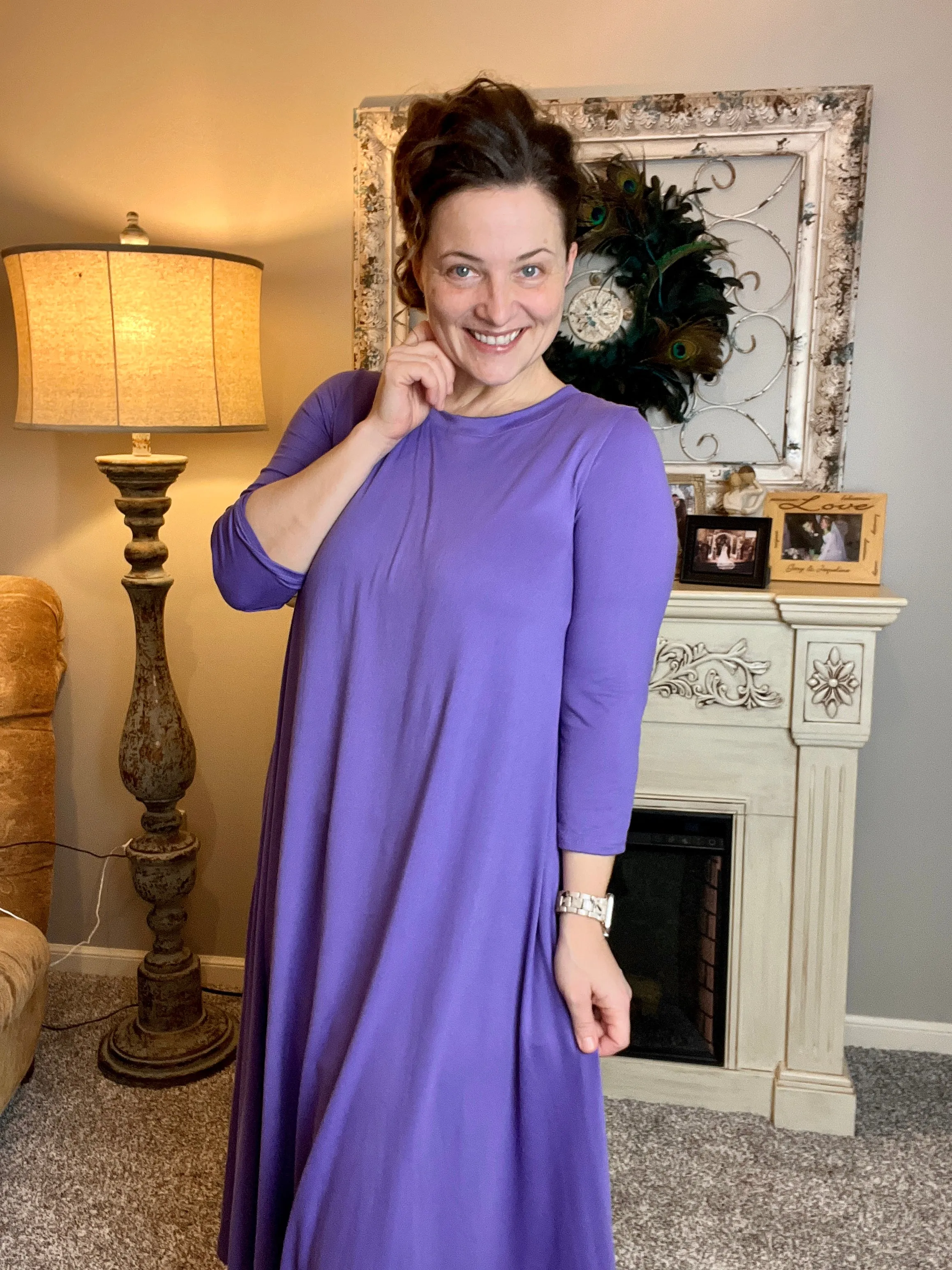 Jillian Flowy Hanky Dress- Purple