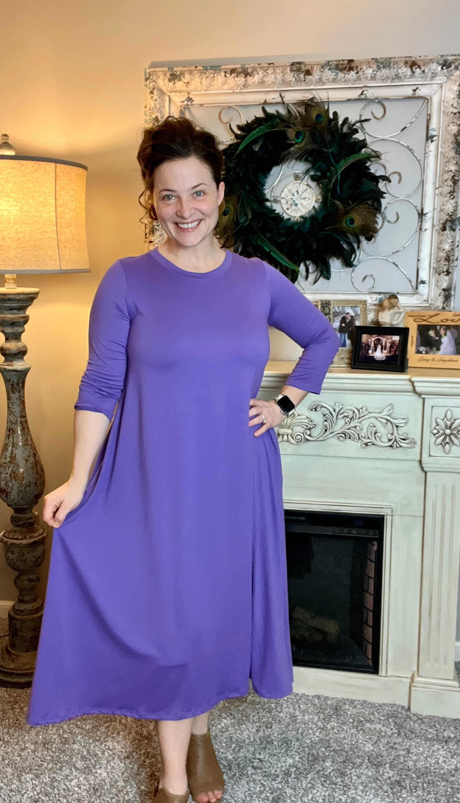 Jillian Flowy Hanky Dress- Purple