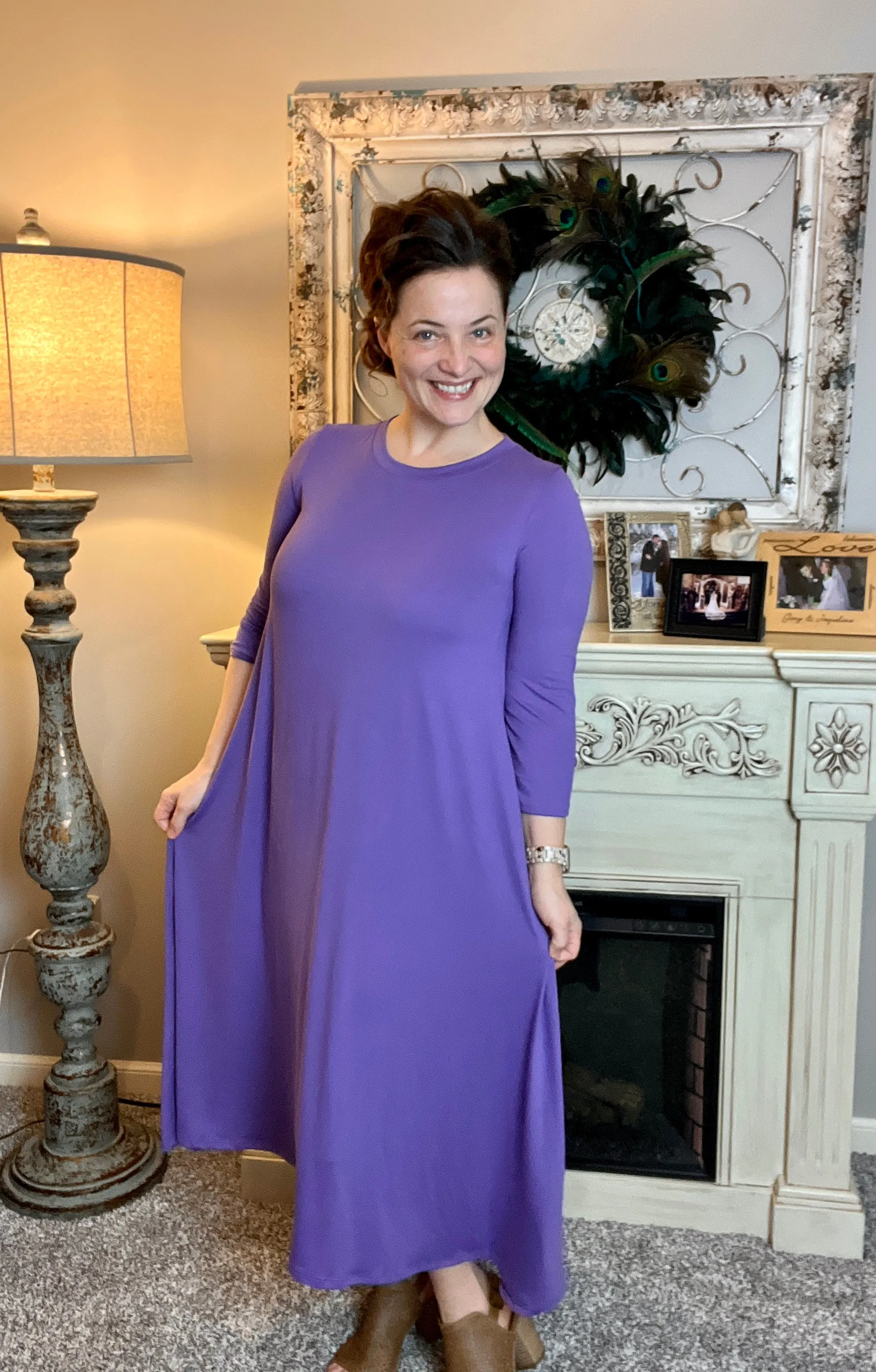 Jillian Flowy Hanky Dress- Purple