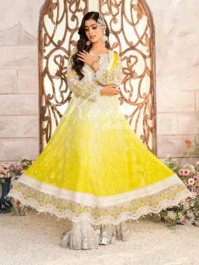 Karma Collection Yellow Chiffon Frock Suit (F-420)