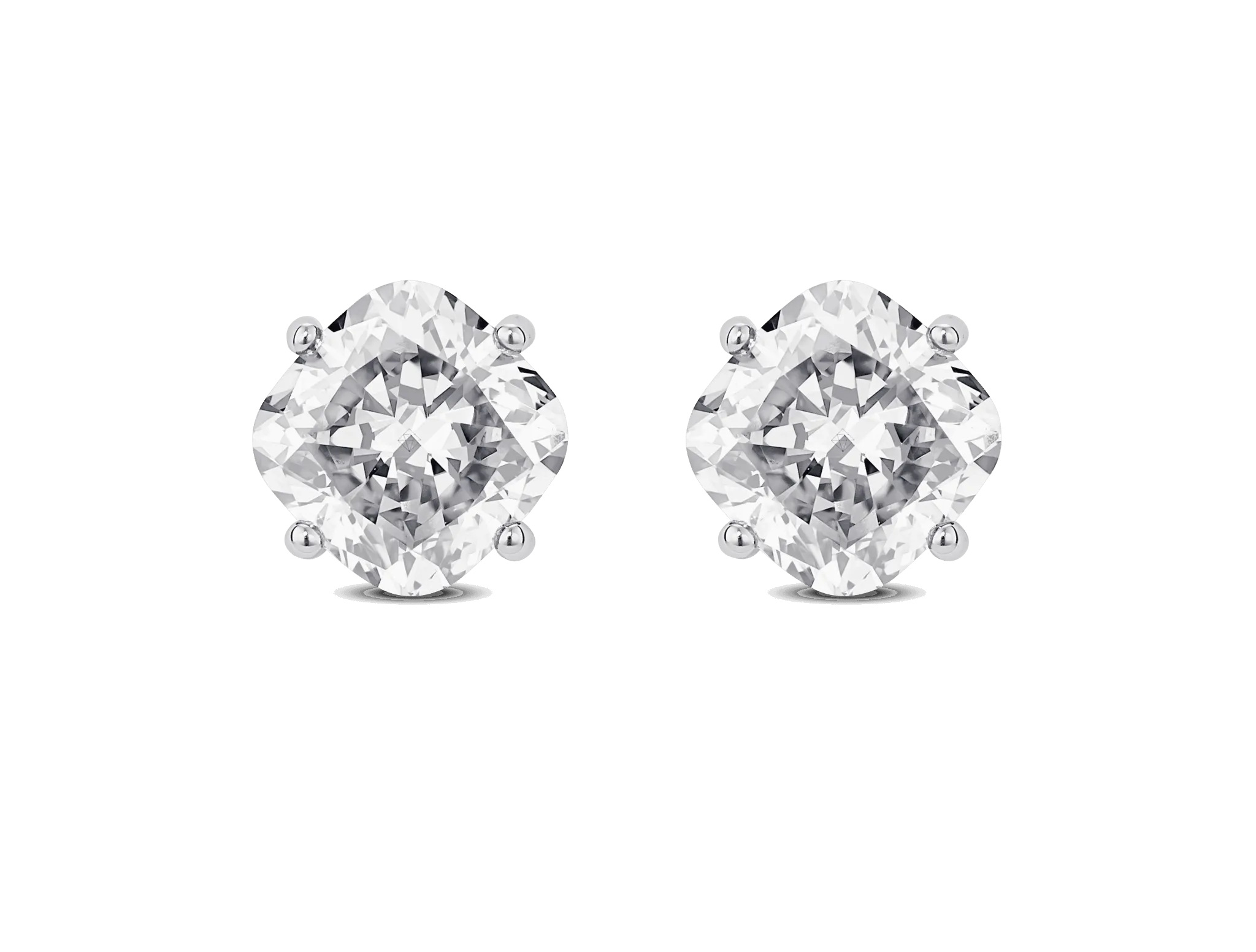 Lab-Grown Diamond 2ct. tw. Cushion Cut 14k Gold Studs | White