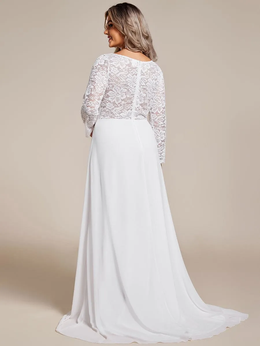 Lace Long Sleeves Eyelash Edge Bodycon Mermaid Chiffon Wedding Dress