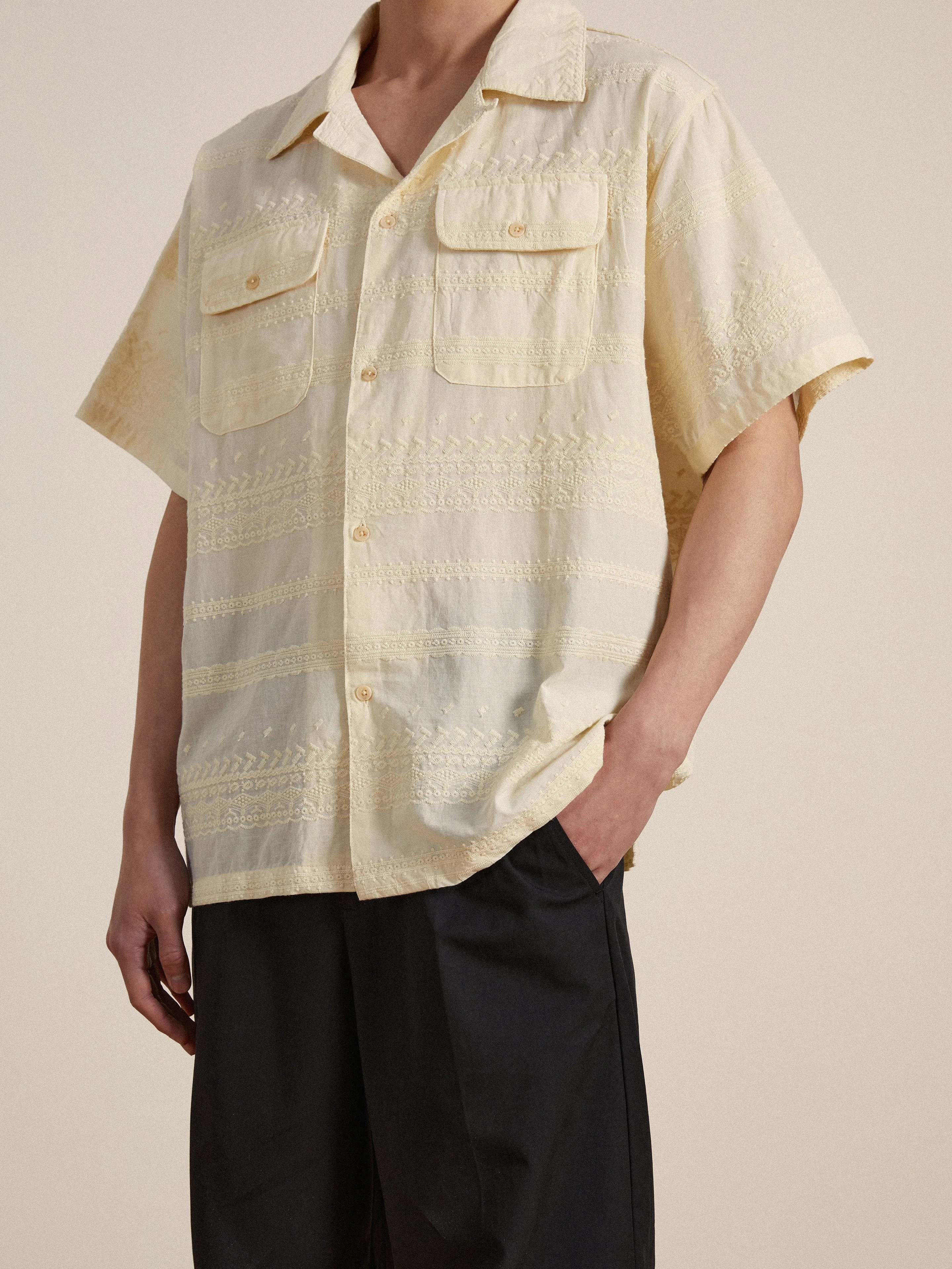 Lace SS Camp Shirt