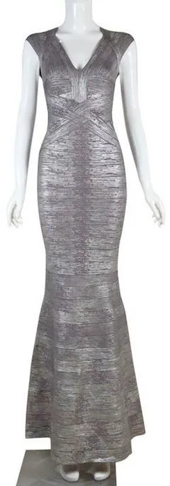 'Leslie' Woodgrain Foil Print Gown - (Various colors to choose from)