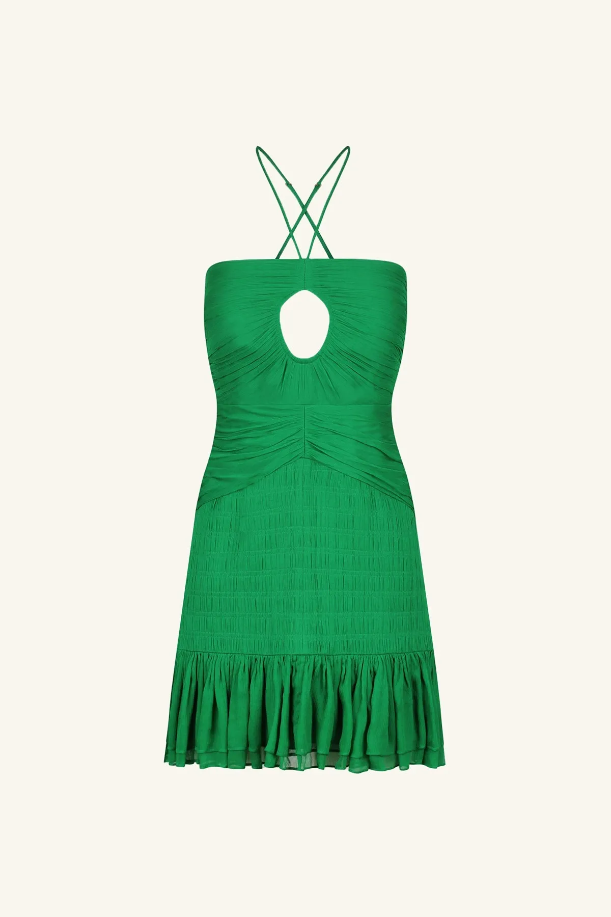 MALINA KEYHOLE MINI DRESS - TREE GREEN