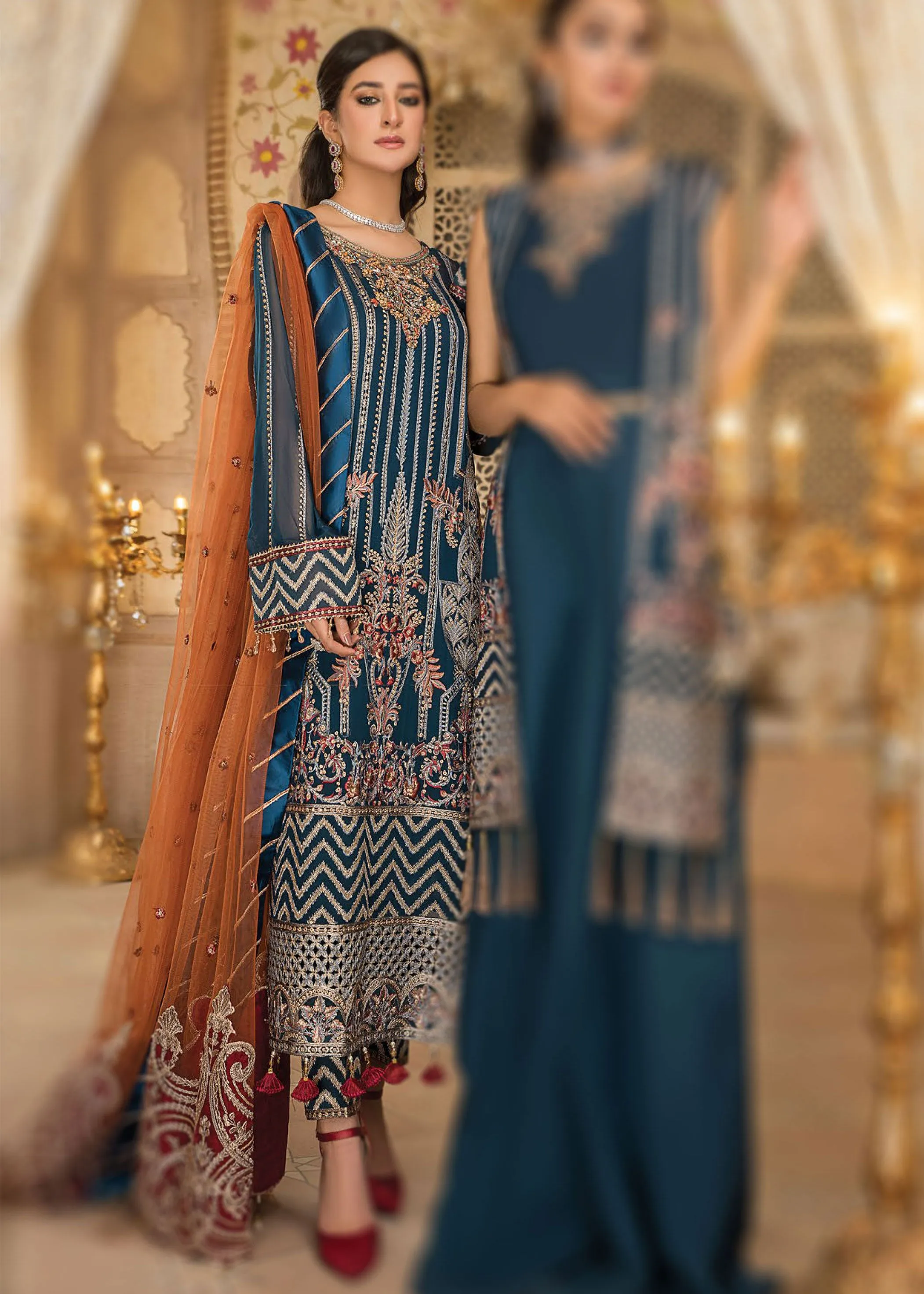 Maryam's Zinc Blue Luxury Chiffon Suit (PRET Premium Collection)