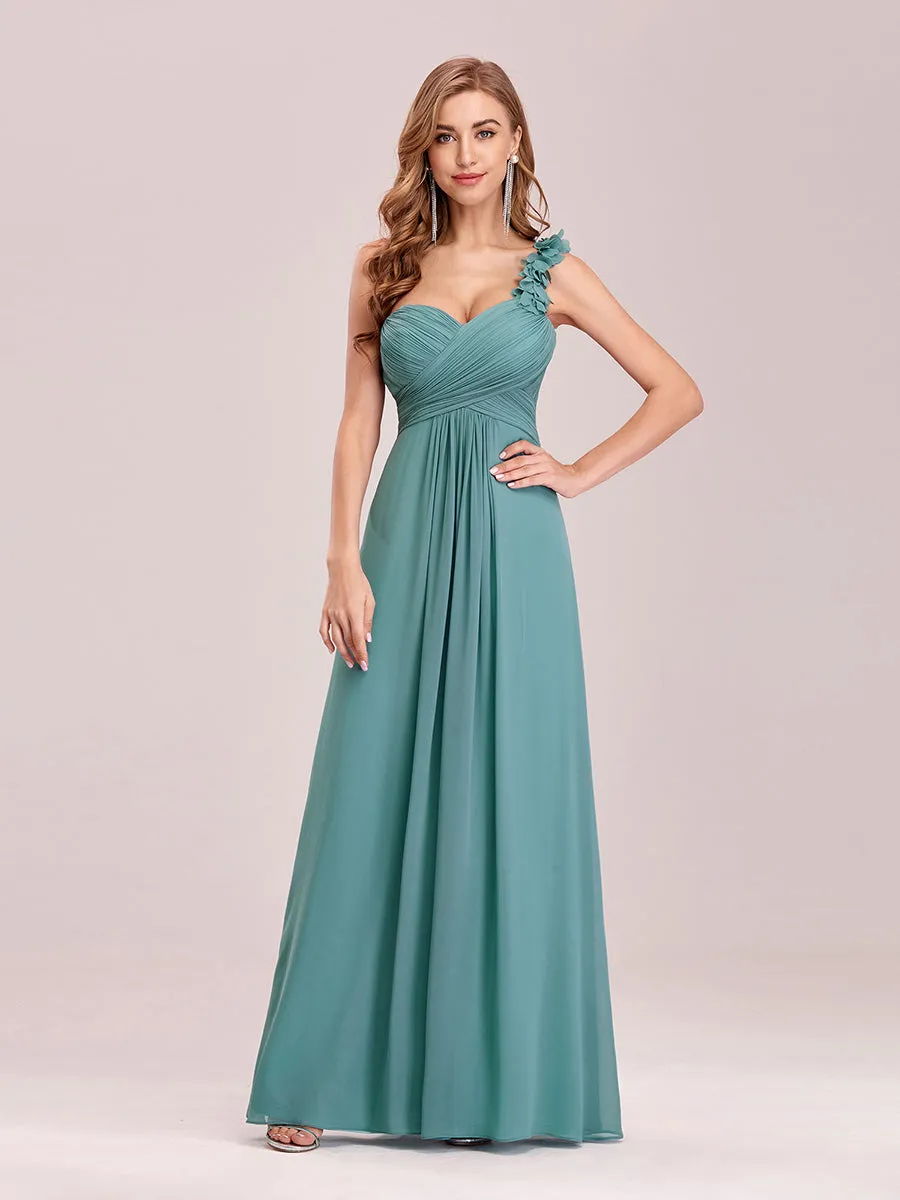 Maxi Long One Shoulder Chiffon Bridesmaid Dresses for Wholesale