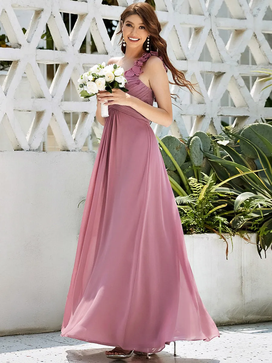 Maxi Long One Shoulder Chiffon Bridesmaid Dresses for Wholesale