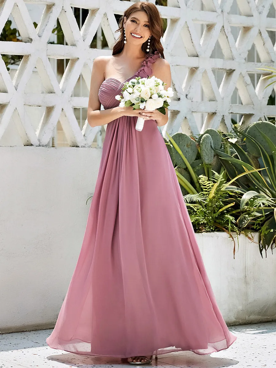 Maxi Long One Shoulder Chiffon Bridesmaid Dresses for Wholesale