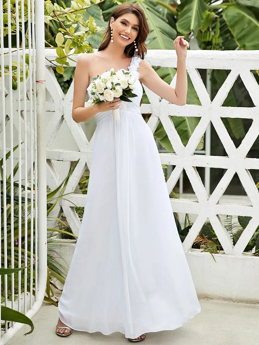 Maxi Long One Shoulder Chiffon Bridesmaid Dresses for Wholesale