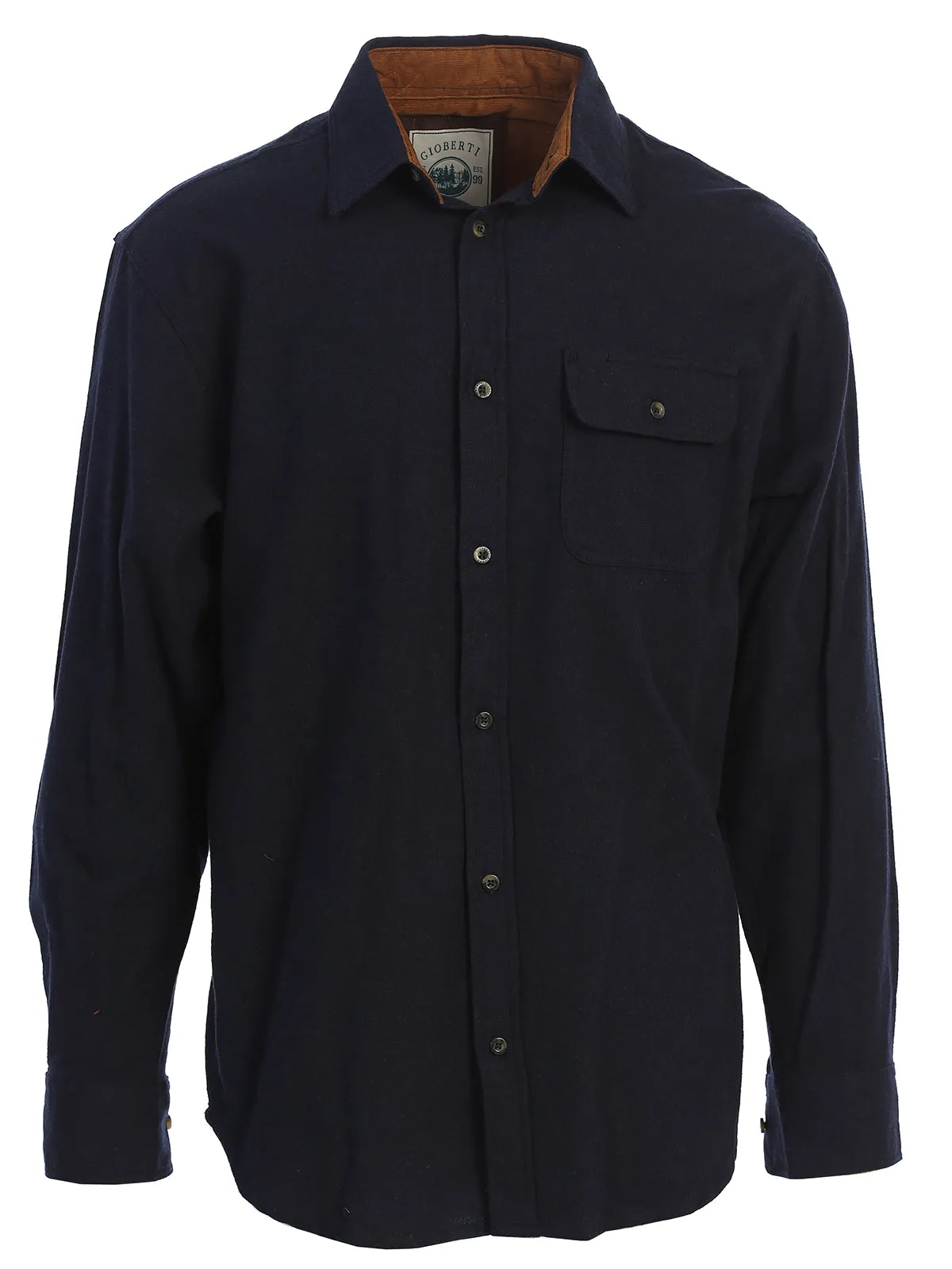 Men's Solid Flannel w/ Corduroy Contrast