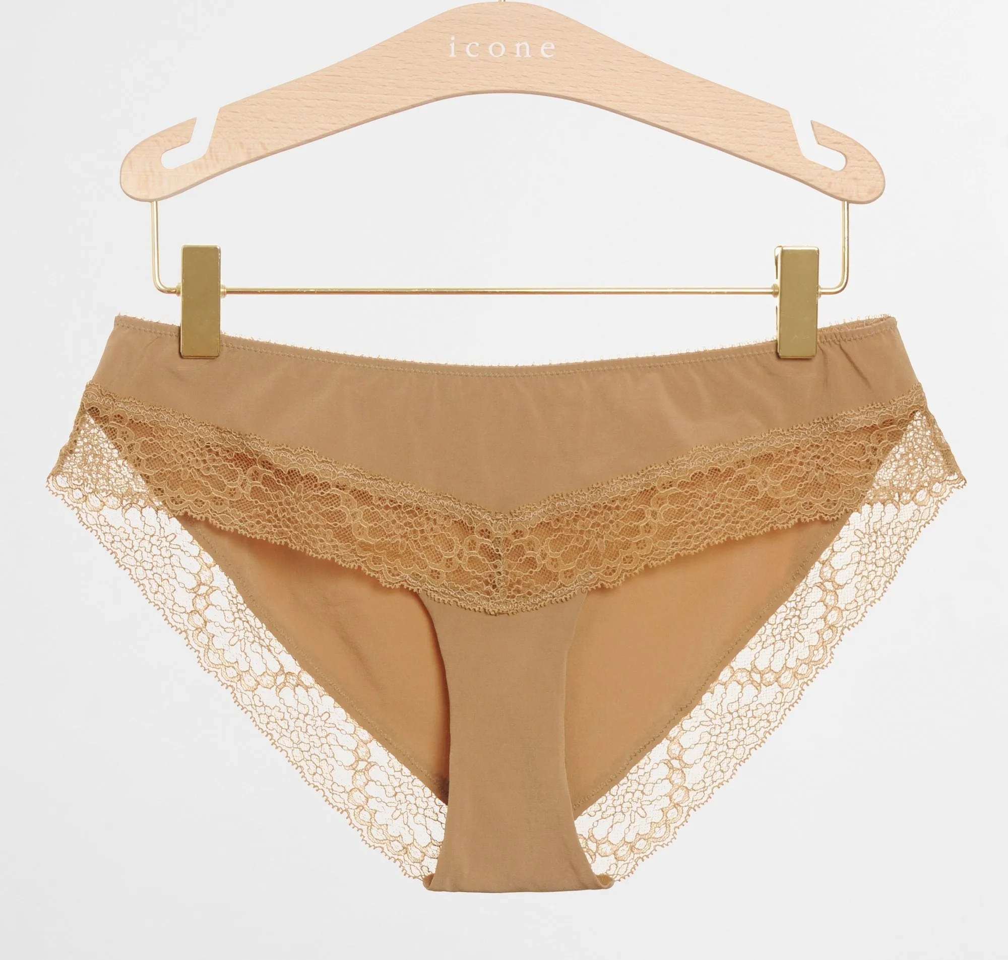 Microfibre & lace brief [Caramel]