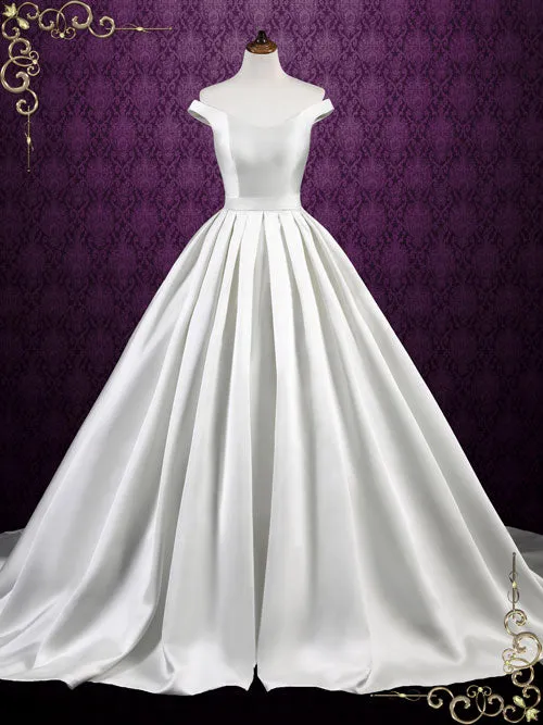 Mikado Satin Ball Gown Wedding Dress with Off Shoulder Straps LUISA