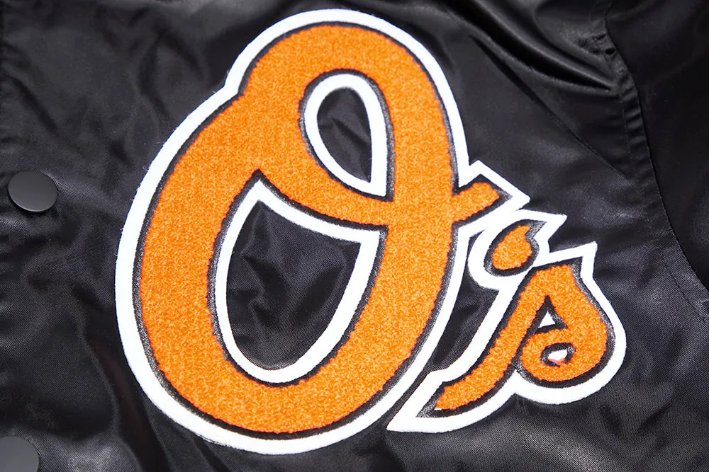 MLB BALTIMORE ORIOLES MASHUP MEN'S RIB SATIN JACKET (BLACK)