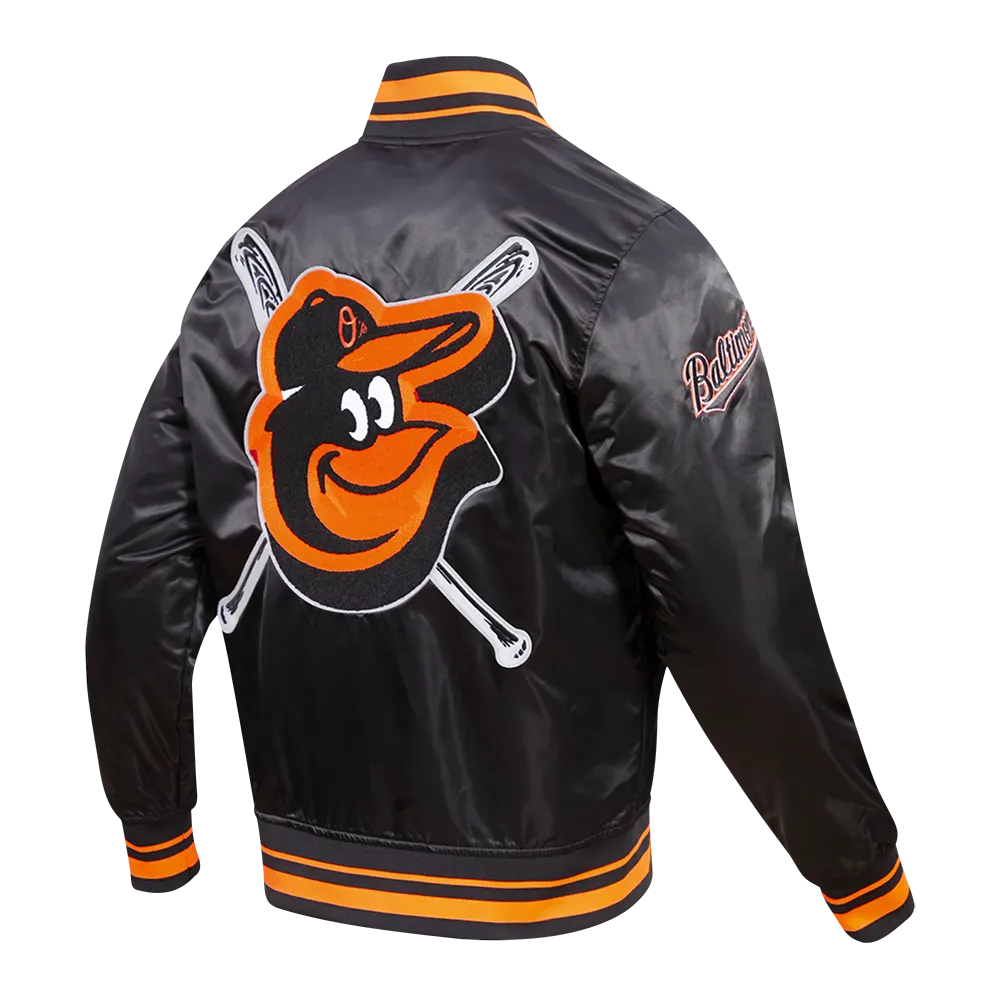 MLB BALTIMORE ORIOLES MASHUP MEN'S RIB SATIN JACKET (BLACK)