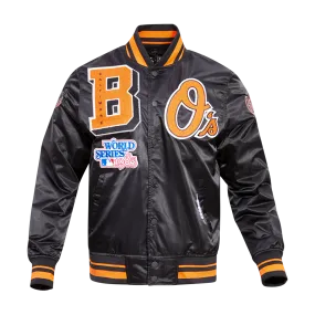 MLB BALTIMORE ORIOLES MASHUP MEN'S RIB SATIN JACKET (BLACK)