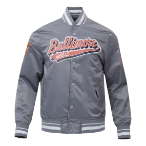 MLB BALTIMORE ORIOLES SCRIPT TAIL MEN'S SATIN JACKET (GRAY)