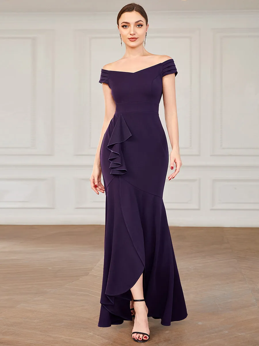 Off Shoulders Asymmetrical Hem A Line Wholesale Evening Dresses