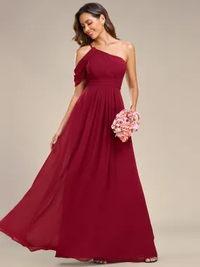 One Shoulder Pleated Chiffon Wholesale Bridesmaid Dresses