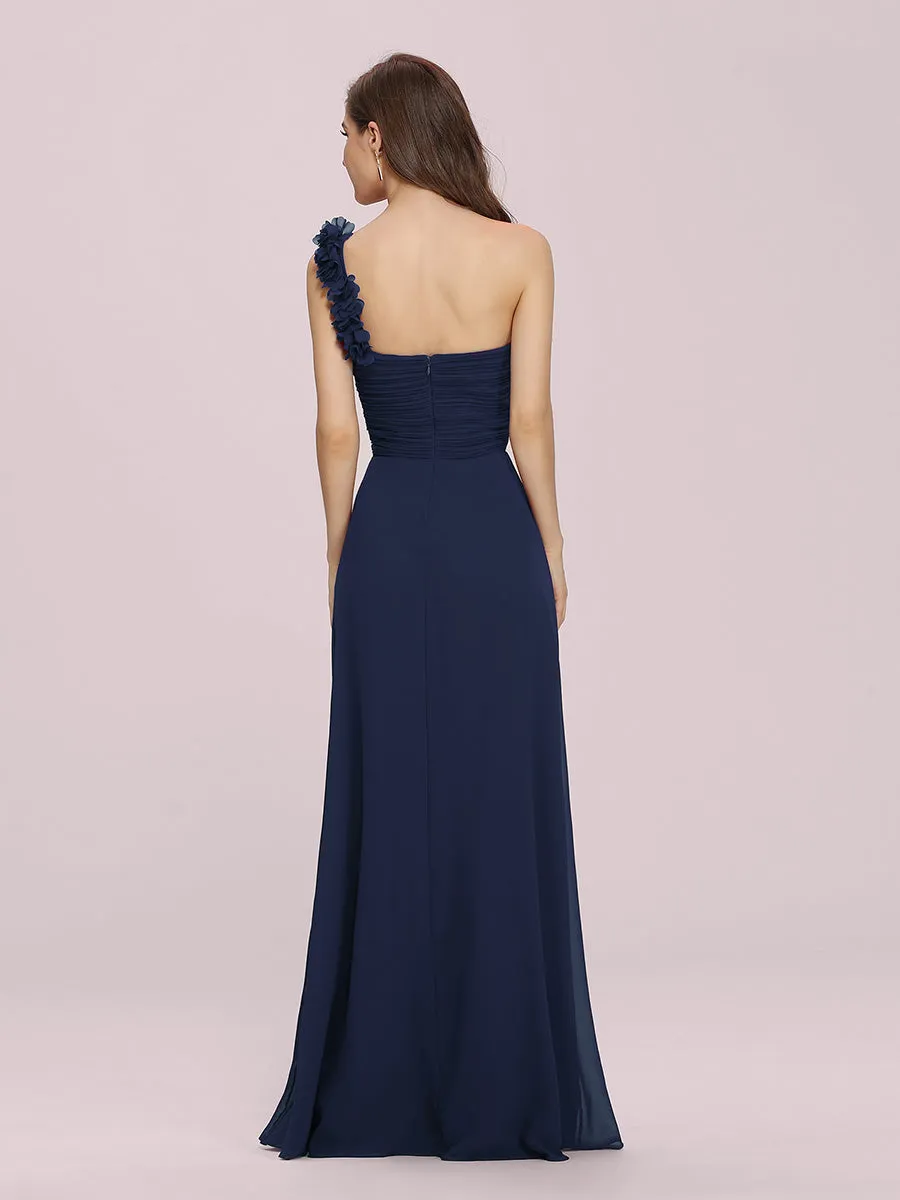 One Shoulder Wholesale Bridesmaid Dresses With Flower Decoration