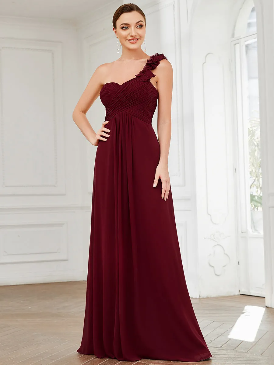 One Shoulder Wholesale Bridesmaid Dresses With Flower Decoration