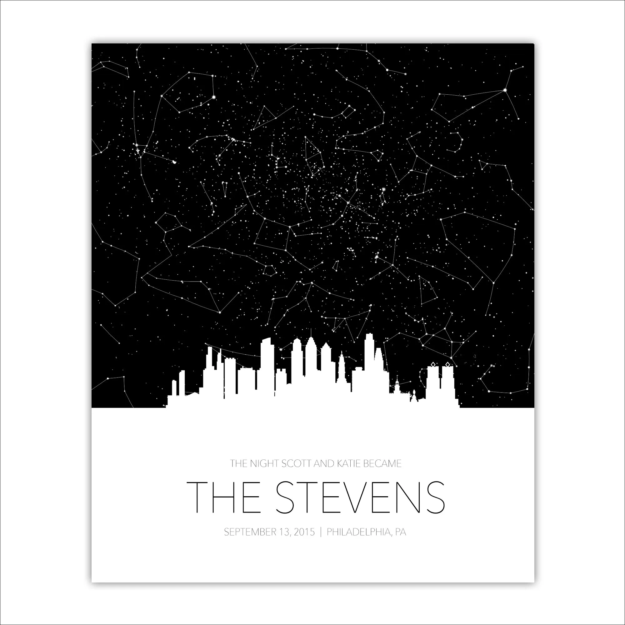 Personalized Skyline Star Map Canvas Wall Art