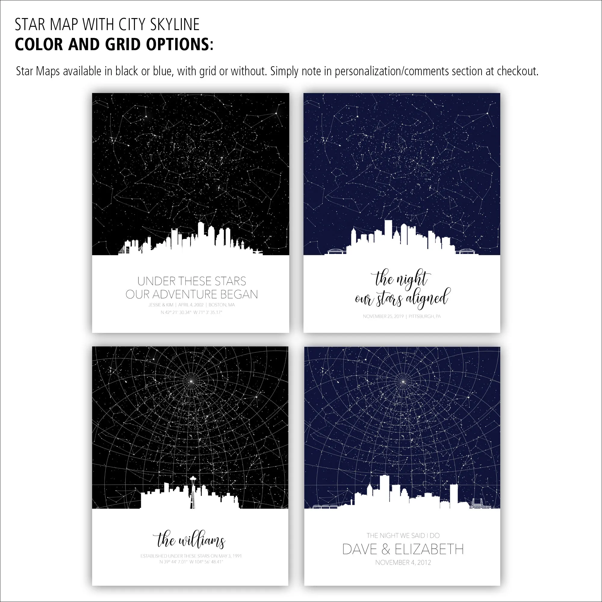 Personalized Skyline Star Map Canvas Wall Art