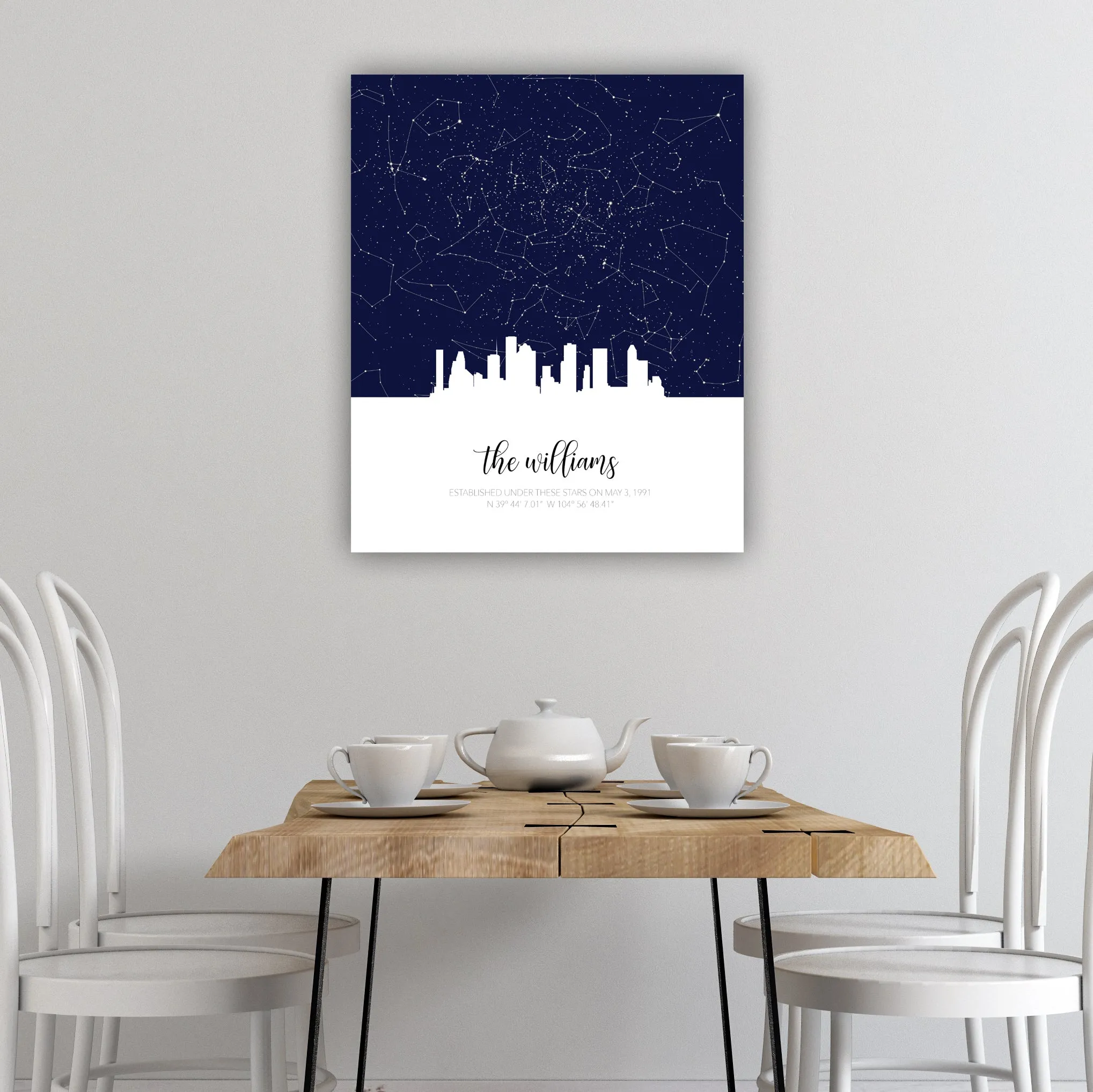 Personalized Skyline Star Map Canvas Wall Art